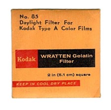 Kodak Wratten Gelatin Filter 85 2" x 2" FREE USA SHIPPING