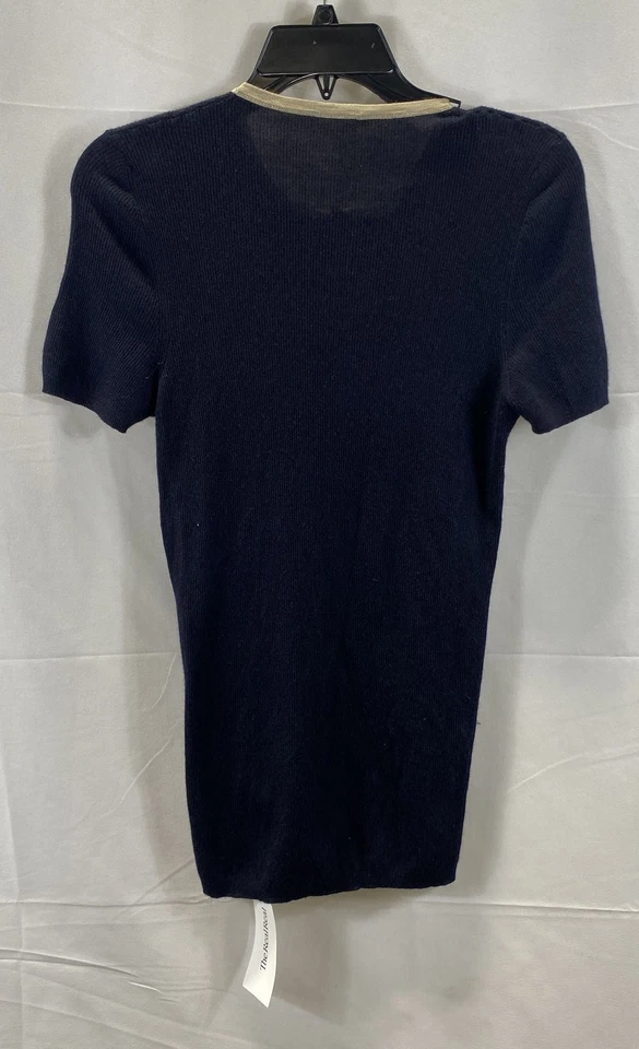 Prada женщин синий коротким рукавом кнопка спереди ребро вязаный блузка размер средний - Изображение 2 из 4