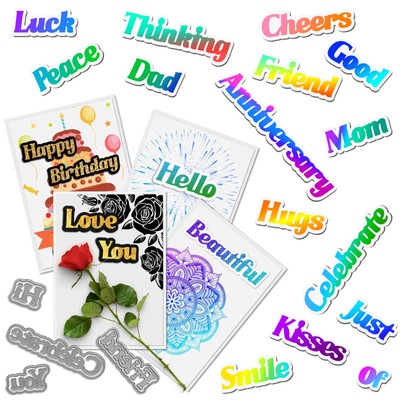 27 Pieces Large Holiday Words Metal Die Cuts Shadow Words Cutting Dies