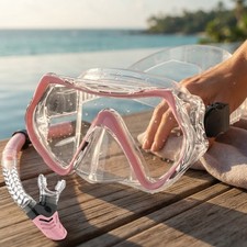 Adult Snorkeling Gear: Anti-Fog Panoramic Mask Float Valve Dry Snorkel Set