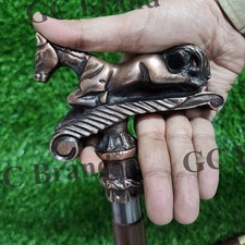 Antique Horse Head Handle Handmade Victorian Spiral Wooden Walking Stick Cane