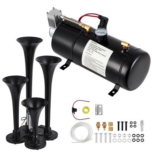 ✔️Train Horn Kit 4 Horns 12V 150 DB truck Air Horn Kit W/0.8 Gallon Tank 120 PSI