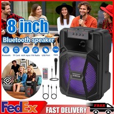 8" Portable Bluetooth Party Speaker, Heavy Bass Subwoofer with Mic, FM Radio