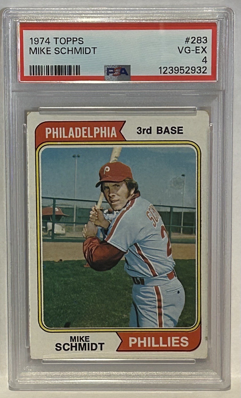 A 1974 Topps #283 Mike Schmidt PSA Graded VG-EX 4 MLB Trading Card