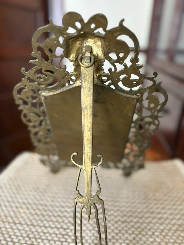 Antiguo Bradley & Hubbard latón no. Caballete espejo 32 enmarcado o baco de pared Foto 3 de 4