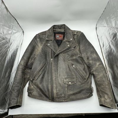 First Manufacturing Enforcer MEDIUM Men s Motorcycle Jacket Distressed Leather