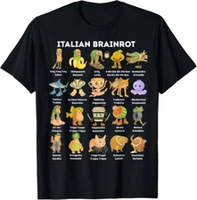 Types of Italian Brainrot Meme Character Hand Drawn T-Shirt