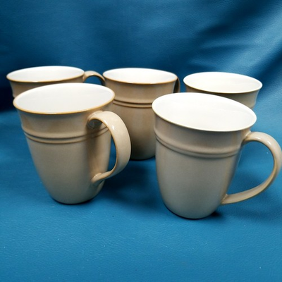 #ad #ad Set of 5 Dansk Brown Tan Coffee Mugs Cups Sirocco 4.25x3.5quot; $7.49