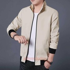 Fashion Men  s Slim Fit Stand Collar Thin Jacket Casual Coats Outwear Spring Fall