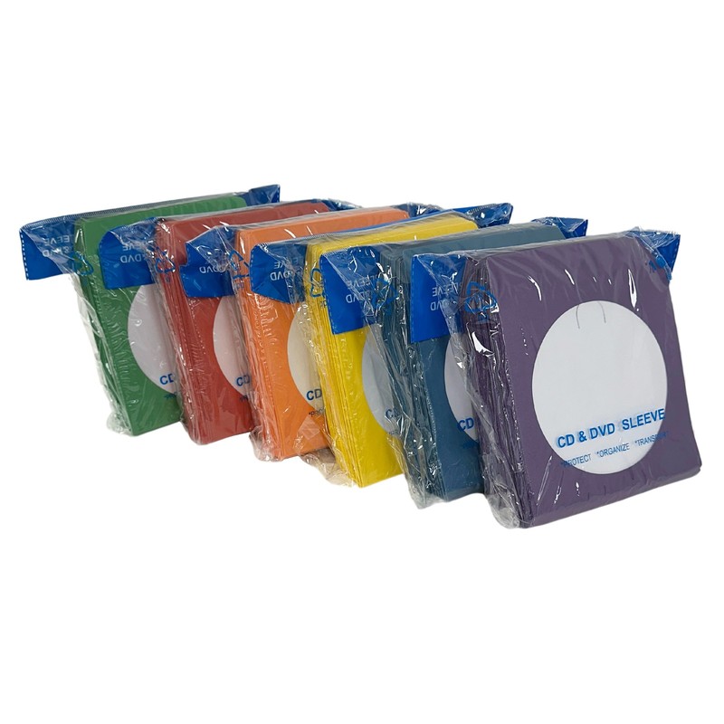 1200 Assorted Color Paper CD Sleeves with Window & Flap
