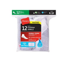 6 pair Hanes Men's Cushion Ankle Socks size 6-12 white