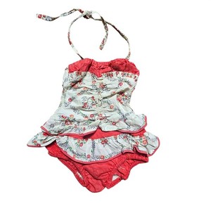 VTG 50s 60s Girls 1 Floral Halter Sunsuit Play Suit Smocked Cottagecore Retro