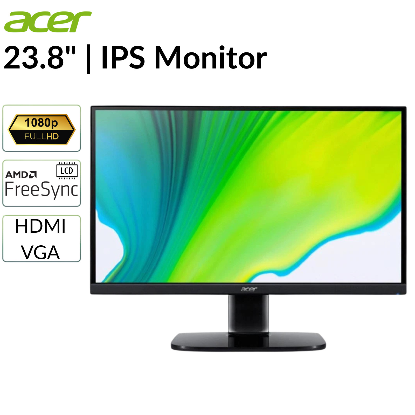 Acer 23.8" KB242YE Monitor LCD 100Hz 1920x1080 250Nit 1ms 100x100 Refurbished