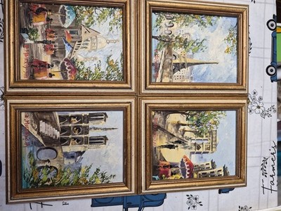 Vintage Painting Paris Street Scene Signed Molakidis Dated 1977