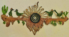 Produktbild - Rustikales Metall-Wandbild Sonne mit Vögeln und Pflanzen, grün-braun, Naturmotiv