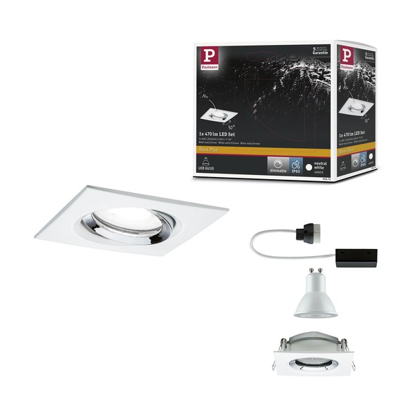 LED Einbauleuchte Nova Plus Einzelleuchte Schwenkbar IP65 Eckig 93X93 Mm 30° GU1-image