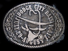 TE09144 NOS VINTAGE 1994  DODGE CITY DAYS KANSAS  SOLID BRASS BELT BUCKLE