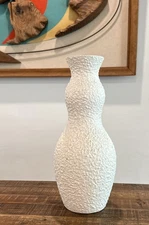 Large ROYAL HAEGER White Blanc Lava Popcorn Vase 16” MCM Pottery