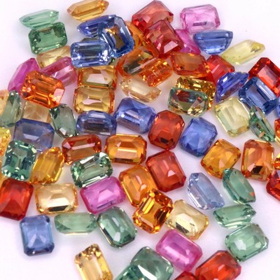 Natural 100 CT 10 Pcs Multi Color Sapphire Lot Emerald Loose Certified Gemstone