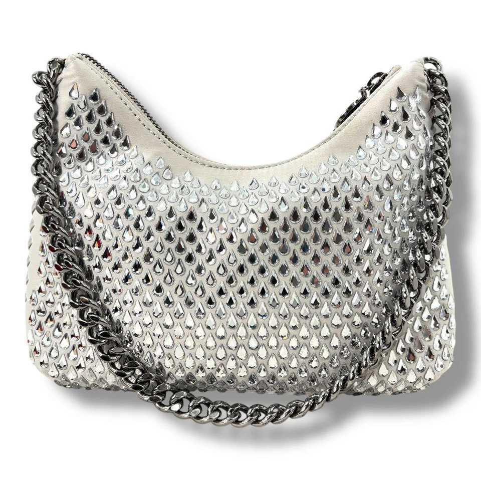 Bolso de Hombro Stella Mccartney Piedra Transparente Satinado Falabella Plateado Blanco Reino Unido 119955 Foto 2 de 4