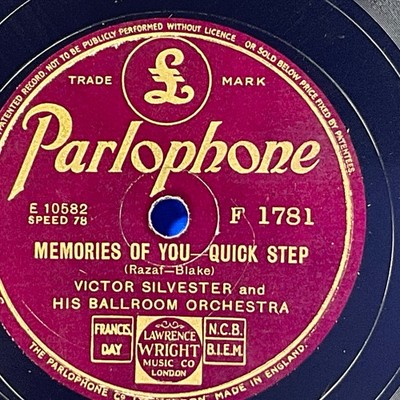 Victor Silvester, Confidence Waltz/Memories of YOU Quick Step 78 RPM 10'' Record