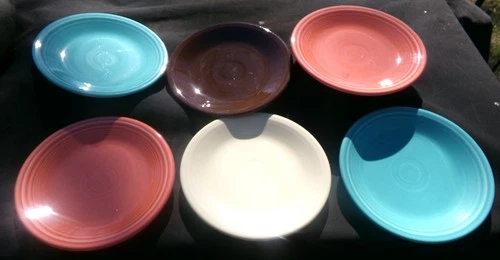 Lot of 6 Fiesta Ware 7-1/4" Bread/Salad  Plates Mixed Colors Homer Laughlin USA