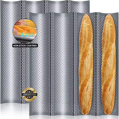French Baguette Baking Pan Wave Groove Mold Oven Tray Bakeware