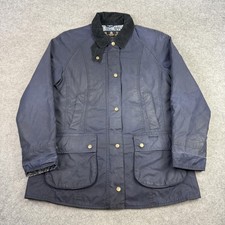 Barbour Jacket Womens 14 Blue Abbey Wax Liberty Utility Field Rain Coat Country