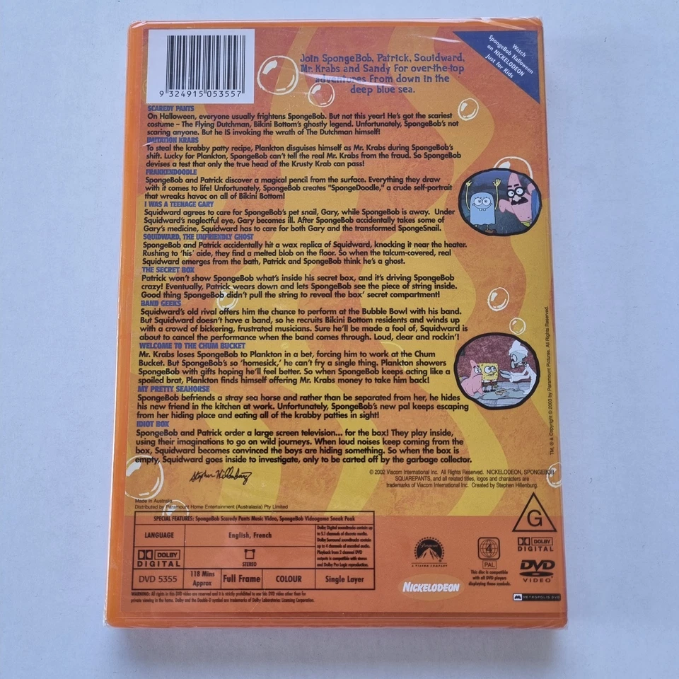 Spongebob Squarepants - Halloween (DVD, 2009) PAL Region 4 (Nickelodeon) SEALED - Image 3 of 4