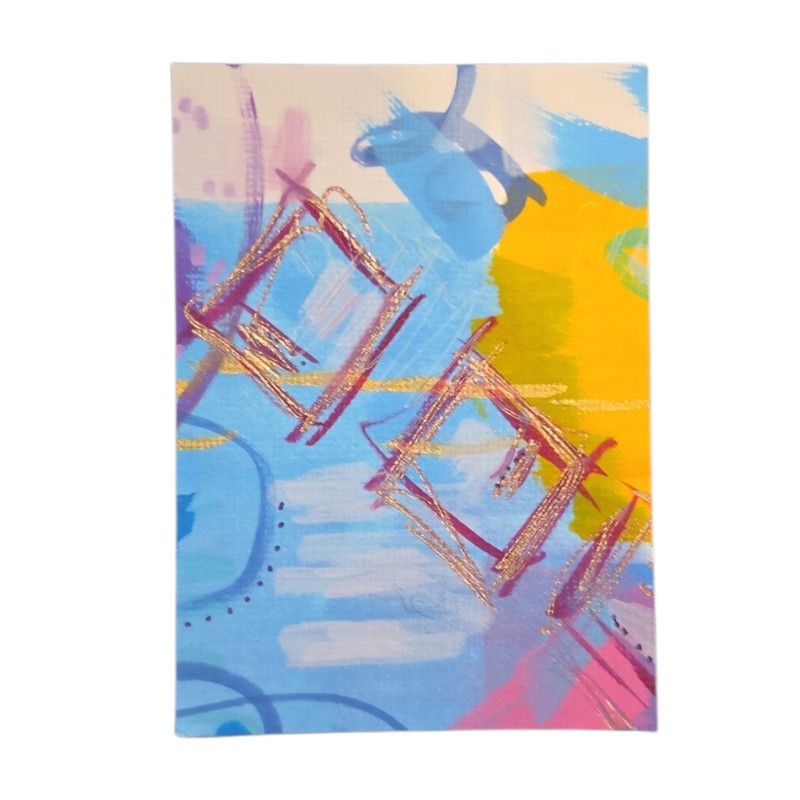 ACEO Abstract Original Painting Artist Trading Card Handmade 2.5”x3.5” Mini Art