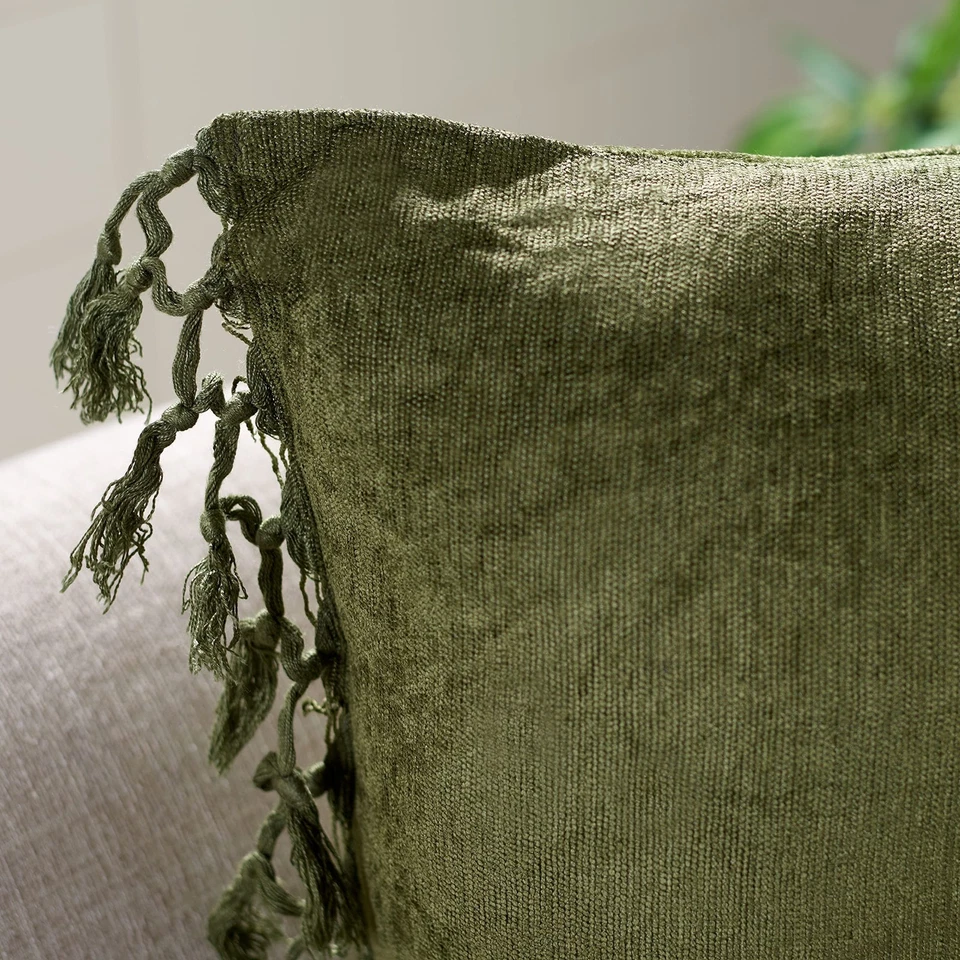 Colección Hogar Dandria Boho Verde Oscuro Flecos Borla 18 Pulgadas Cuadrado Decoración... Foto 2 de 4