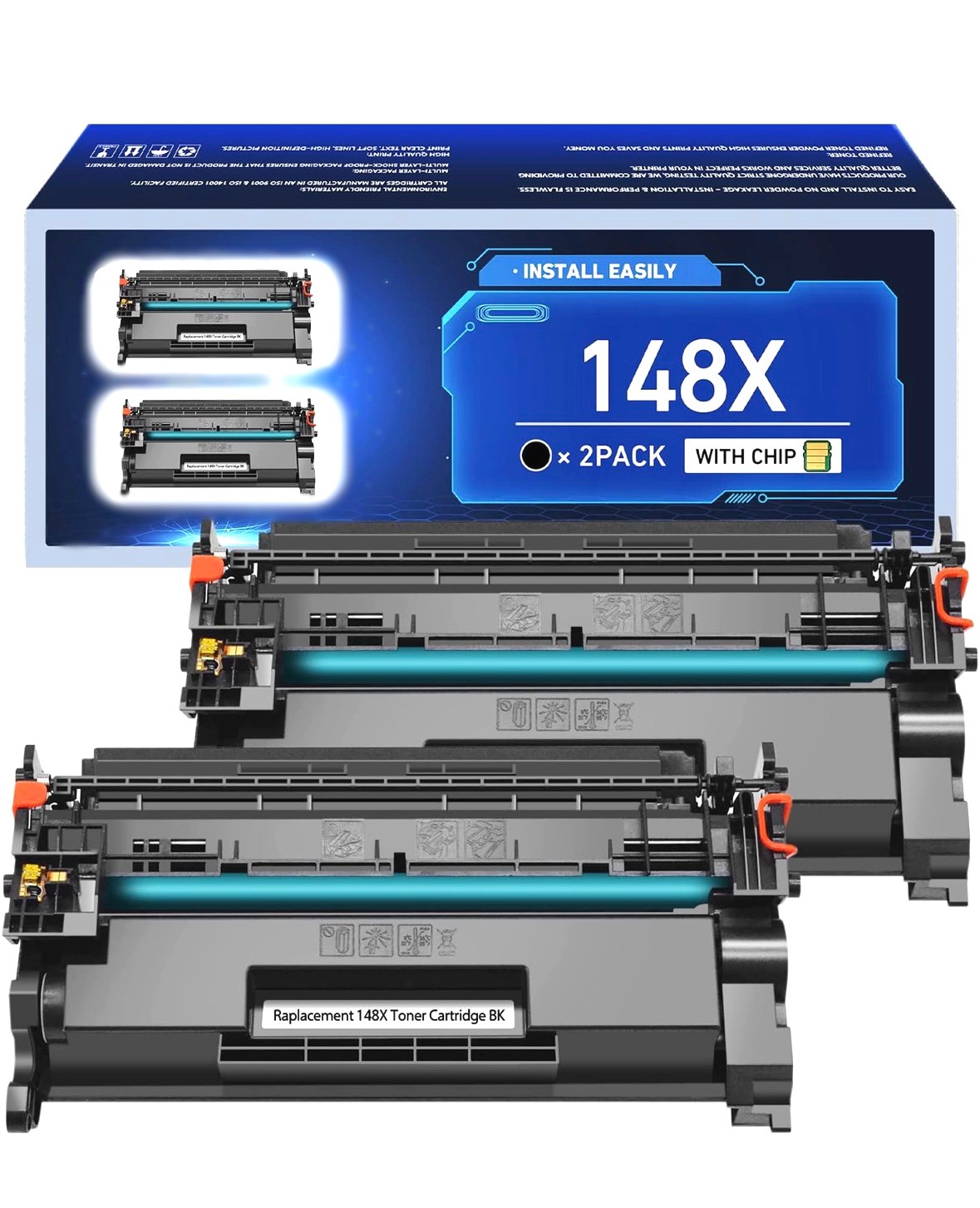 148X W1480X Black Toner Cartridge - Compatible FOR HP 148X/148A - 2 PACK - CHIP