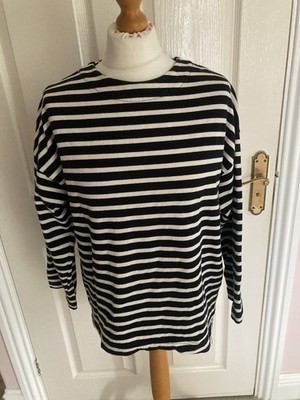 SCHÖNES KIN JOHN LEWIS TOP SCHWARZ & CREME GESTREIFT GRÖSSE SMALL UK 8 10 12 APX Sehr guter Zustand
