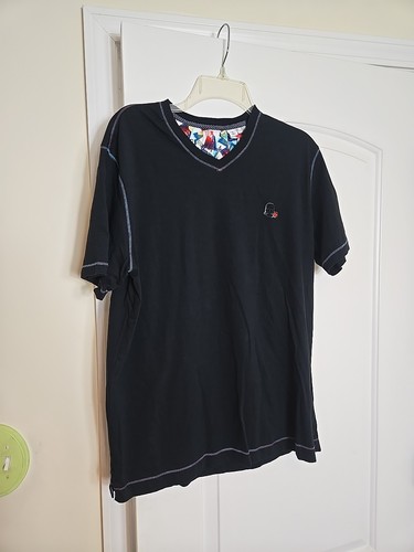 Robert Graham Shirt Men Large Black Pullover Skull Rose T Teeshirt Shirt