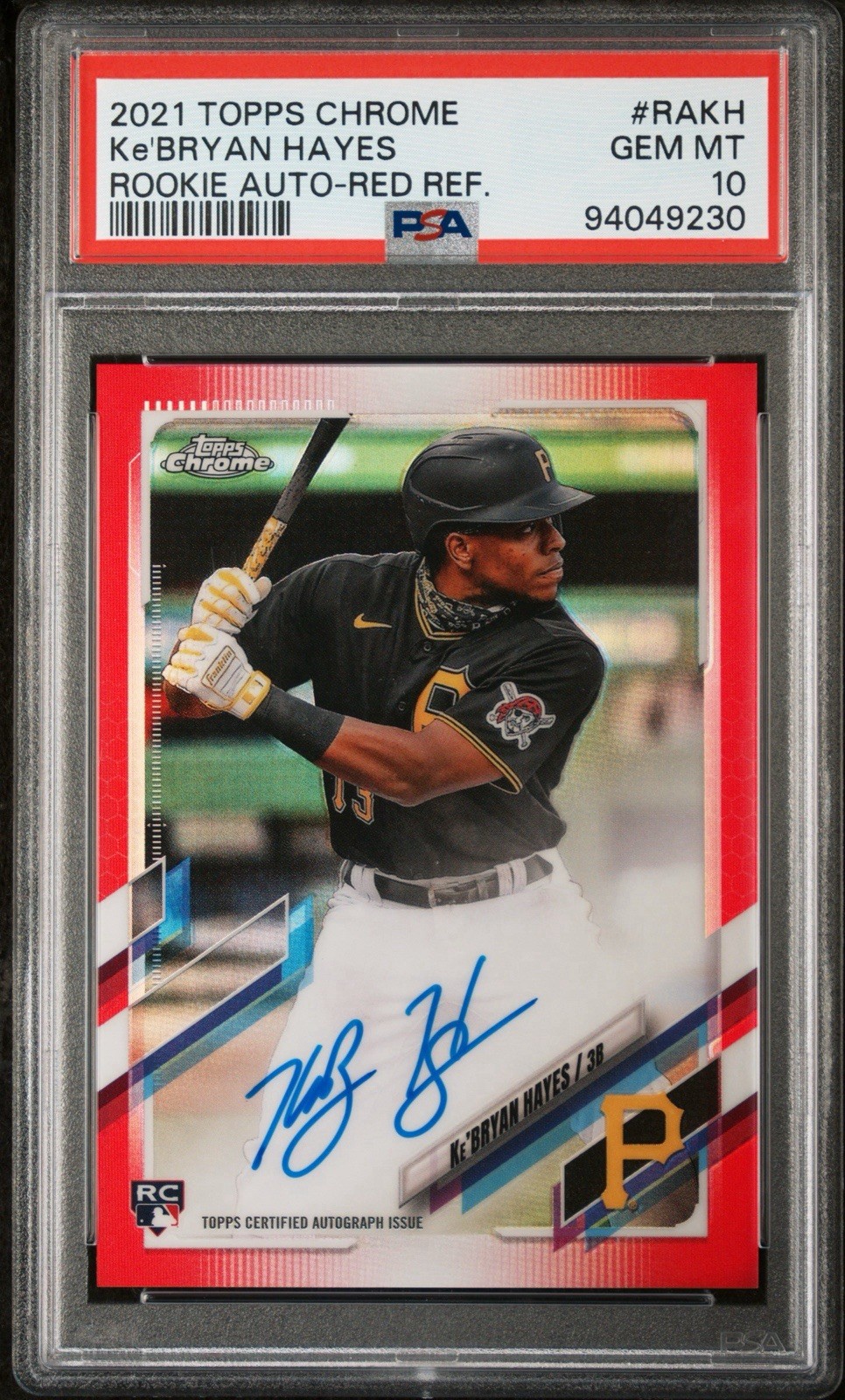 2021 TOPPS CHROME Ke’BRYAN HAYES AUTO RED REFRACTOR /5 POP 1 💎GEM MT💎 PSA 10
