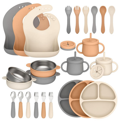 27 Pack Silicone Baby Feeding Set, Hepotk Bpa-Free Food Grade Baby Feeding Essen