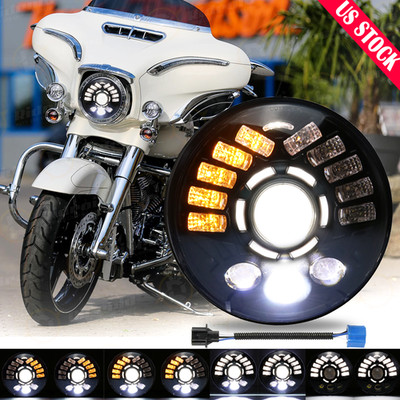 7''inch LED Headlight With Left-Right Turn Signal Lights For Harley Motorcycle
