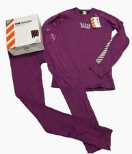 Helly Hansen Jr HH Warm Base Layer Set NWT Sz 14 Violet Girls Merino Blend 2 pc