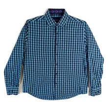 Stone Rose Shirt Mens Size 5 LS Button Up Flip Cuffs Cotton Gingham Check