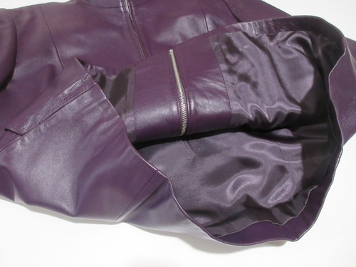 Sz M PENDLETON Women’s Leather Jacket Moto Purple Full Zip SUPERB CONDITION! - Picture 13 of 14