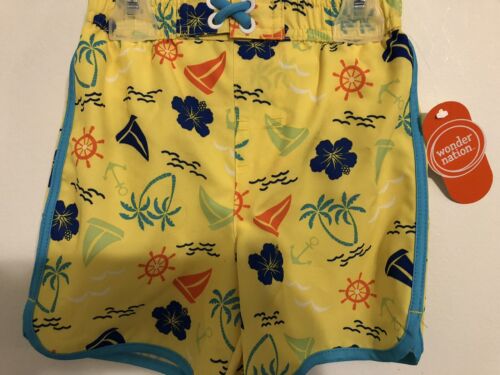 WONDER NATION BOYS SWIM TRUNKS SAILBOATS SIZE 12M, 18M, 4T NWT