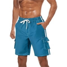 Kanu Surf Men's Blue Barracuda Drawstring Swim Board Shorts Size Large