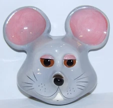 HTF VINTAGE BABBACOMBE DEVON ENGLAND POTTERY MOUSE HEAD WALL STRING HOLDER