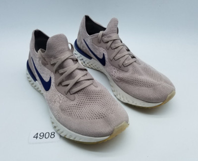 Nike Epic React Flyknit Men's Size 10.5 Running Shoes Taupe Blue *See desc