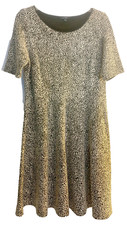 Lands End Knit A Line Dress Black White Short Sleeve Women's Size 18 XL
