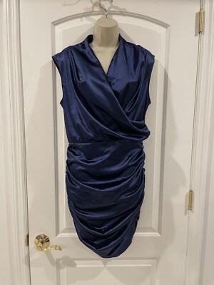 knee length dresses for ladies Marisa Satin Dress (Navy) main image 0
