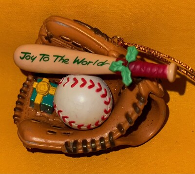Christmas Ornament Baseball Glove Ball Bat Joy to the World TJ1