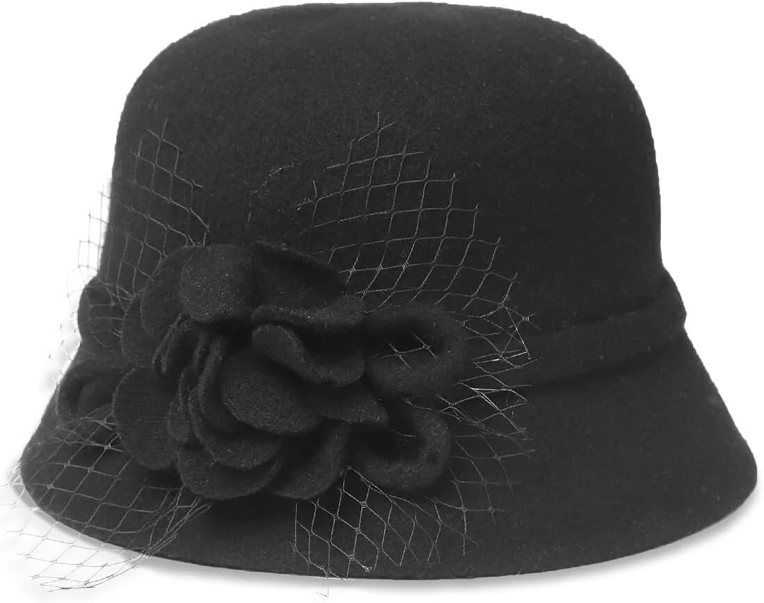 ✨️Vintage! Saks Fifth Avenue Black Wide-Brim Wool Cloche Hat! Vintage 50s Saks Fifth Avenue Millinery Salon Black Cloche  main image 3