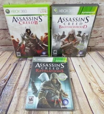 3 Assassin's Creed Xbox 360 Games - Assassins Creed II, Brotherhood, Revelations