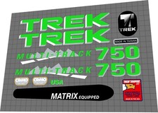 1990 Trek 750 Multi Track green grey DECAL SE...
